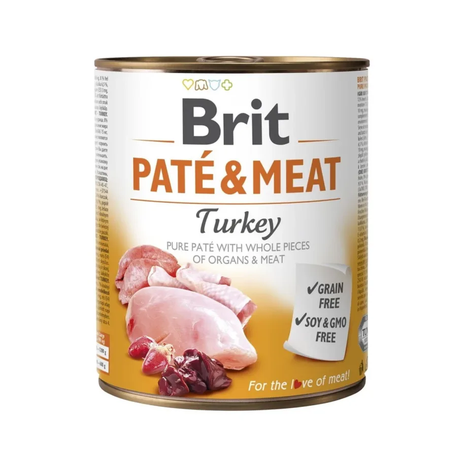 kalkuni-kanaga märgtoit koertele Brit Paté & Meat 800g purk