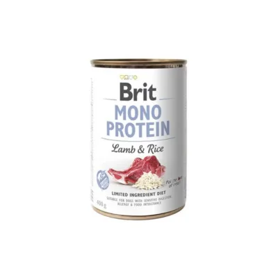 Brit Mono Protein lambariisiga monoproteiin märgkoeratoit 400g purk