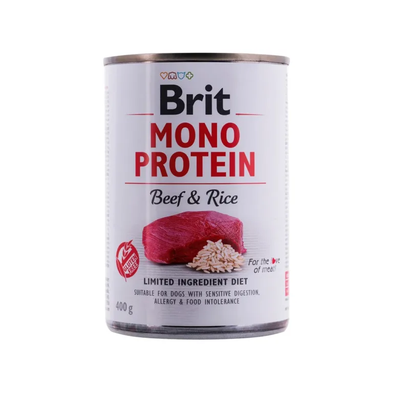 Brit Mono Protein Beef & Rice silt gluteenivaba veiselihakonserv koertele