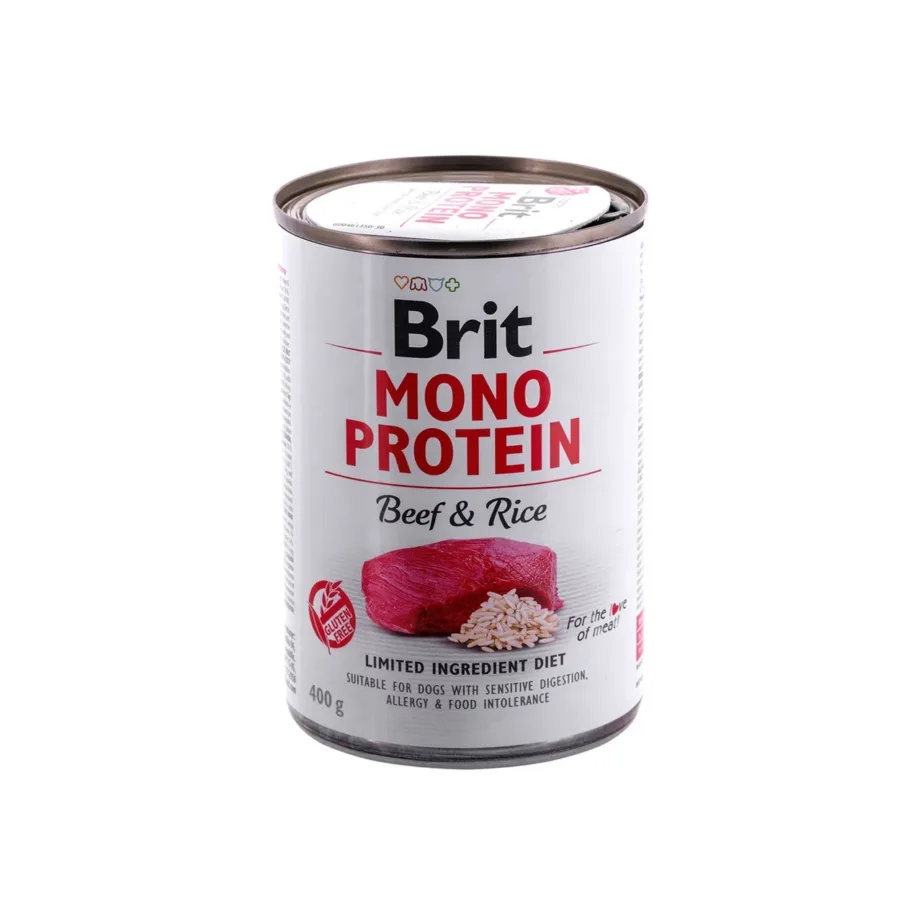 Brit Mono Protein Beef & Rice 400 g gluteenivaba veiselihakonserv täiskasvanud koertele