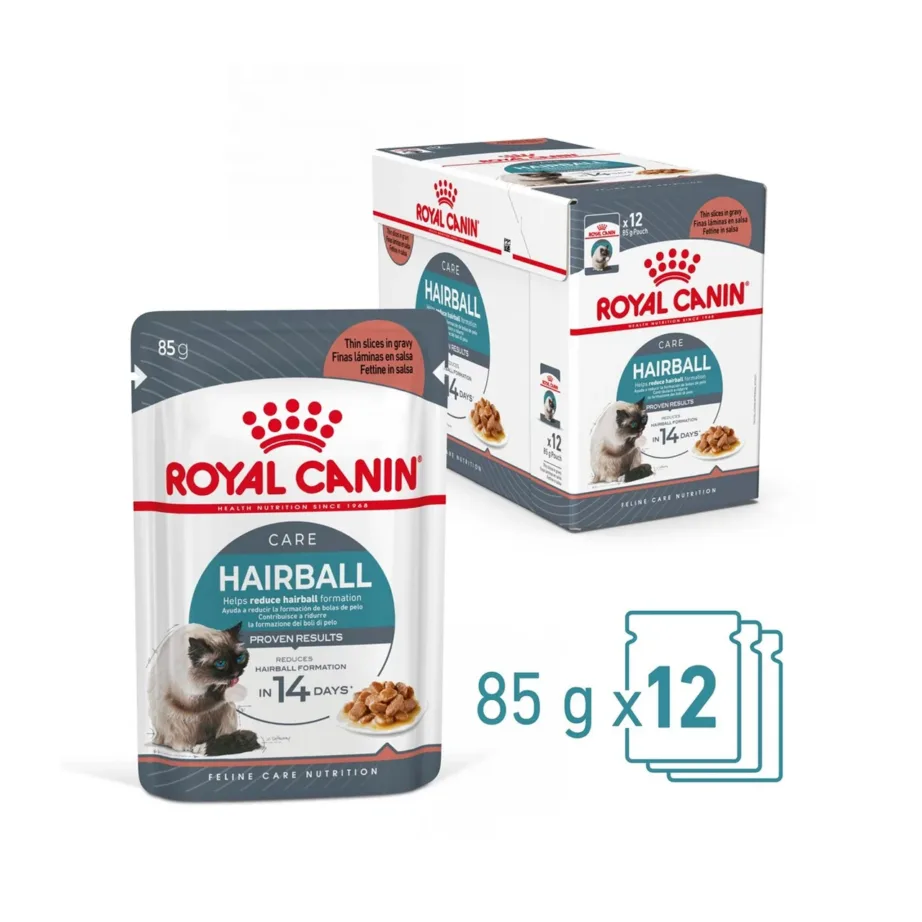 Royal Canin Feline Care Nutrition Hairball Care 12x85g kanamaitseline märgtoit täiskasvanud kassidele karvapallide vähendamiseks