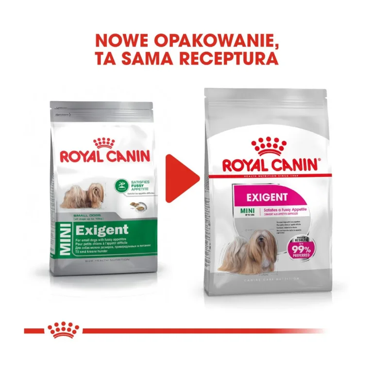Royal Canin Care Nutrition Mini Exigent uue ja vana pakendi võrdlus
