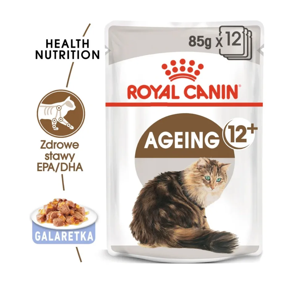 Royal Canin Veterinary Ageing 12+ linnulihaga 12x85g täissööt eakatele kassidele želees – 9