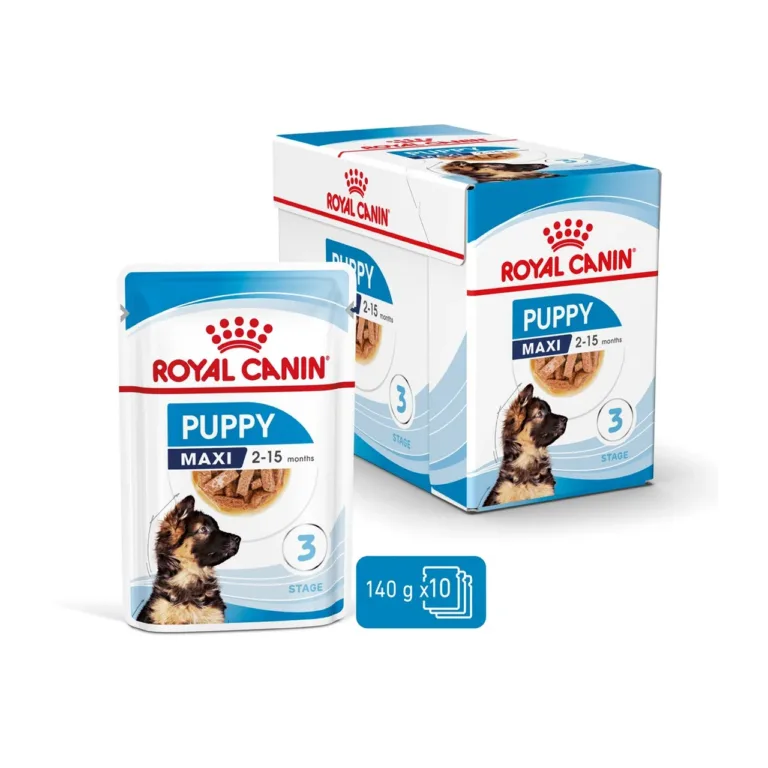 Royal Canin Maxi Puppy 10x140g märgtoit pakendi- ja koti vaade