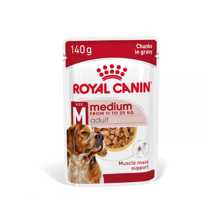 Royal Canin Medium Adult 140g märgtoidu pakend, kanalihaga