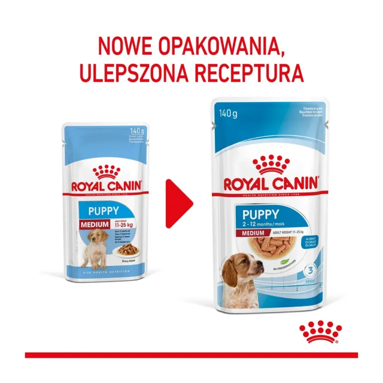 Kaks Royal Canin märgtoidu pakendit – vana ja uus disain
