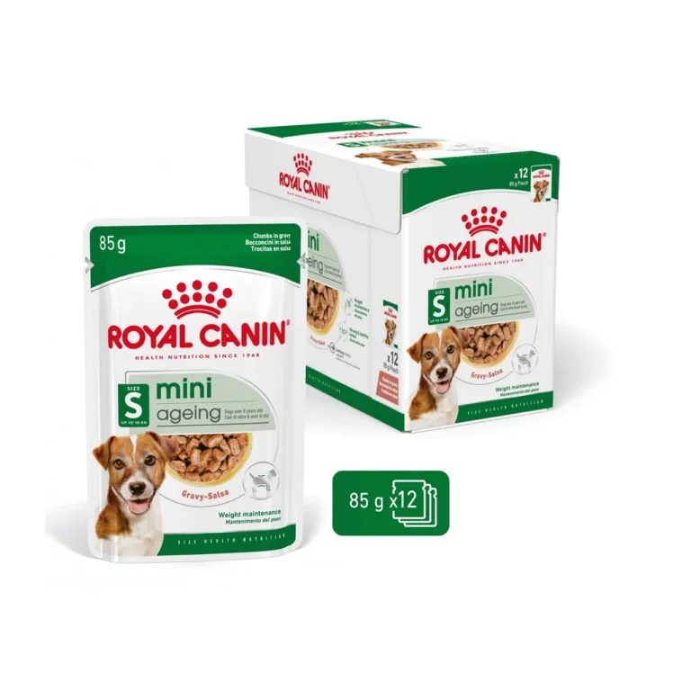 Royal Canin Mini Ageing märgtoit väikestele eakatele koertele pakendiga