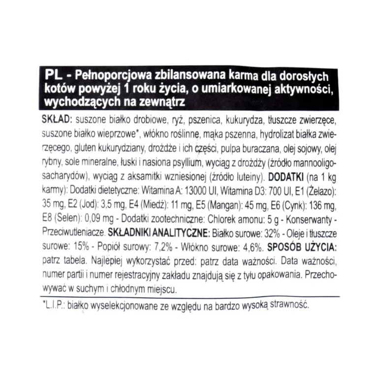 Royal Canin Fit 32 kuivtoidu koostisosade info