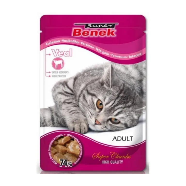 vasikalihaga märgtoit kassile Super Benek Adult 100g