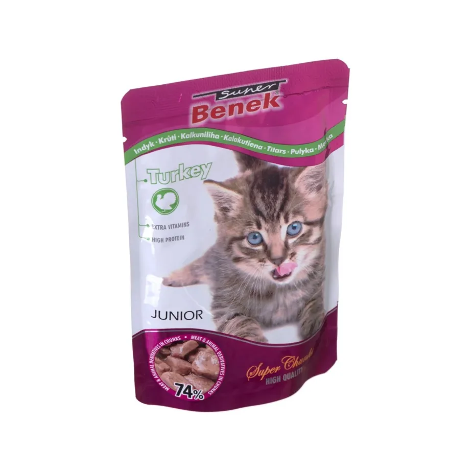 Kalkuniga märgtoit kassipoegadele Super Benek 100g
