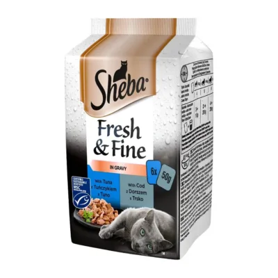 Sheba Fresh & Fine kala maitsetega märgtoit kassile karbis