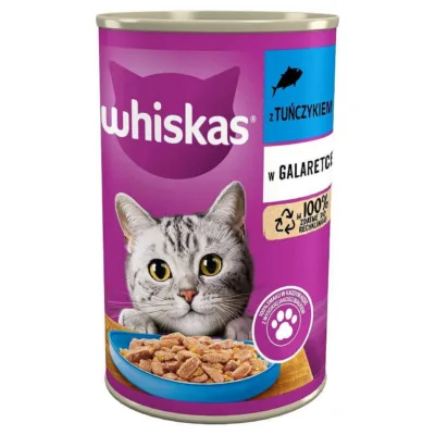 whiskas lõhe kassikonserv 400g, purk, kass, sisu kausis
