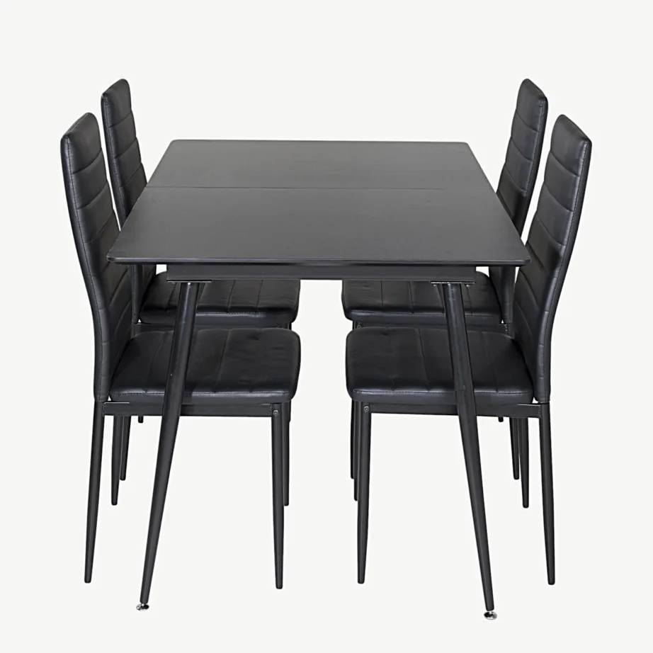 Silar söögitoakomplekt musta MDF-laua ja PU-kattega toolidega, GR19598 – 2