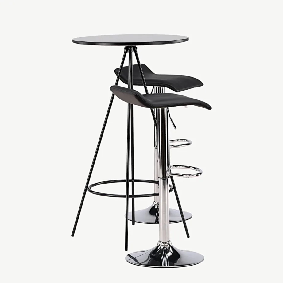 Must ümmargune baarilaua ja baaritooli komplekt Bistro & Jonna (MDF, teras, kunstnahk), GR23683 – 2