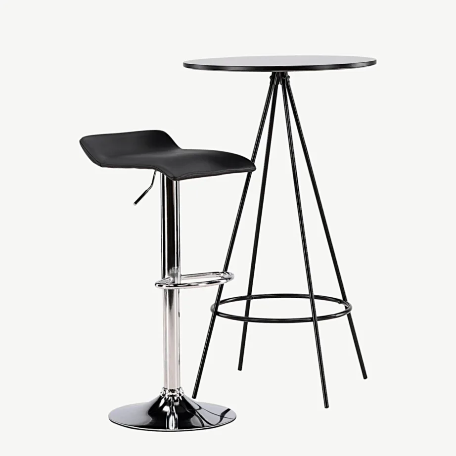 Must ümmargune baarilaua ja baaritooli komplekt Bistro & Jonna (MDF, teras, kunstnahk), GR23683 – 3