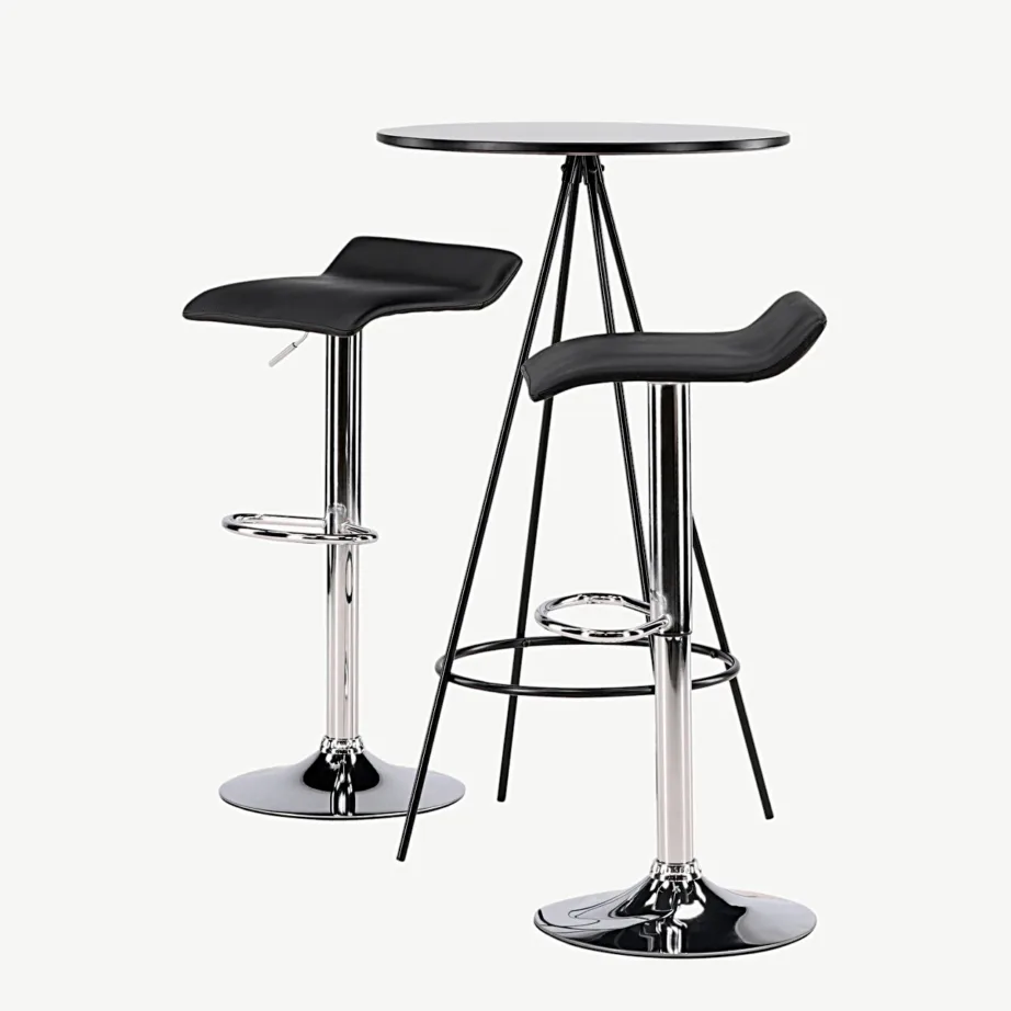 Must ümmargune baarilaua ja baaritooli komplekt Bistro & Jonna (MDF, teras, kunstnahk), GR23683 – 6