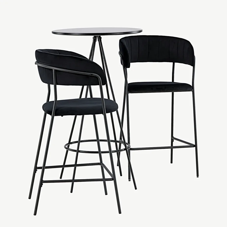 Must baarimööbli komplekt Bistro: ümmargune baarilaud ja polsterdatud Lui toolid, GR23685 – 3