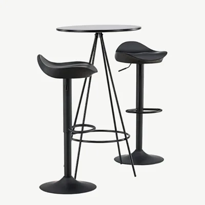 Must ümmargune baarilaua komplekt Adesto baaritooliga, MDF ja teras, Venture Home (⌀60 cm) - GR23692