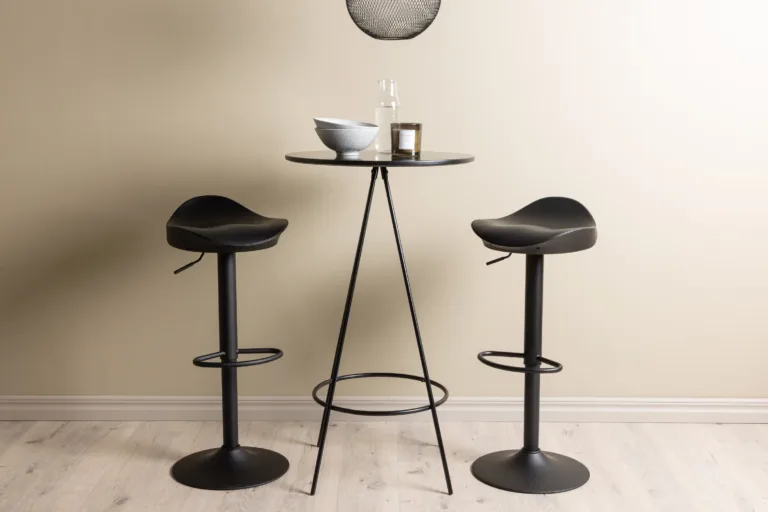 Must ümmargune baarilaua komplekt Adesto baaritooliga, MDF ja teras, Venture Home (⌀60 cm) - GR23692