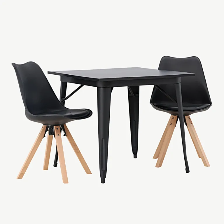 Must söögikomplekt Tempe laua ja Zeno toolidega (80 x 80 cm, MDF, kasejalad) - GR23901