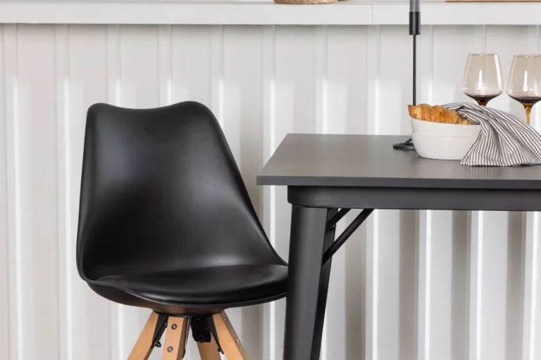Must söögikomplekt Tempe laua ja Zeno toolidega (80 x 80 cm, MDF, kasejalad) - GR23901