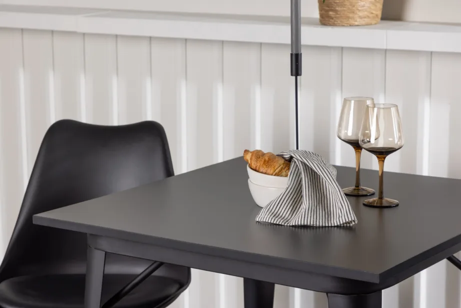 Must söögikomplekt Tempe laua ja Zeno toolidega (80 x 80 cm, MDF, kasejalad), GR23901 – 10