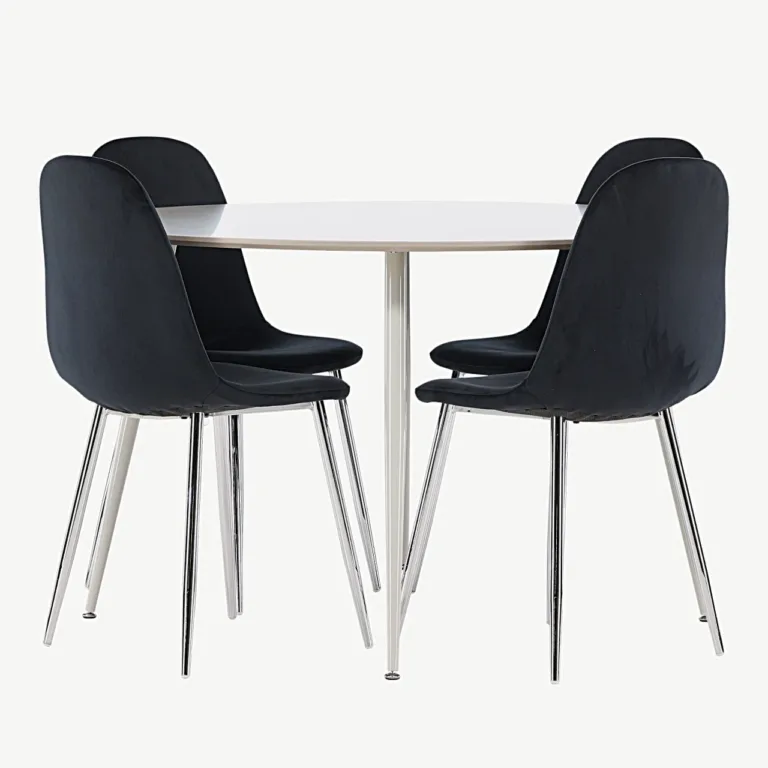 Ümmarguse Plaza söögilaua ja mustade velvetist toolide Polar komplekt - GR24413