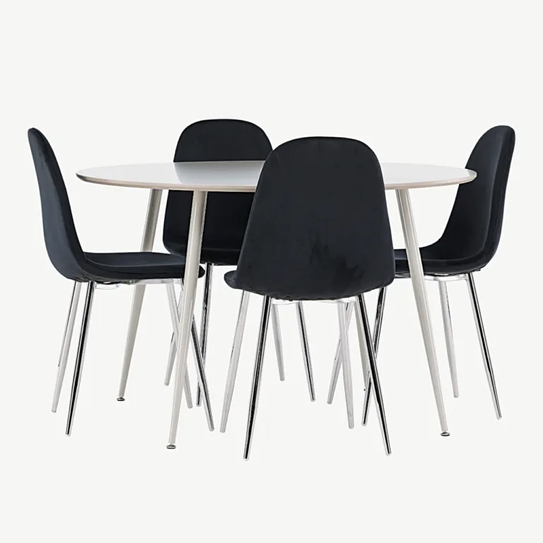 Ümmarguse Plaza söögilaua ja mustade velvetist toolide Polar komplekt - GR24413