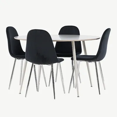 Ümmarguse Plaza söögilaua ja mustade velvetist toolide Polar komplekt - GR24413