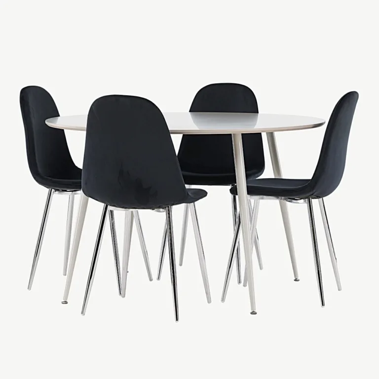 Ümmarguse Plaza söögilaua ja mustade velvetist toolide Polar komplekt - GR24413
