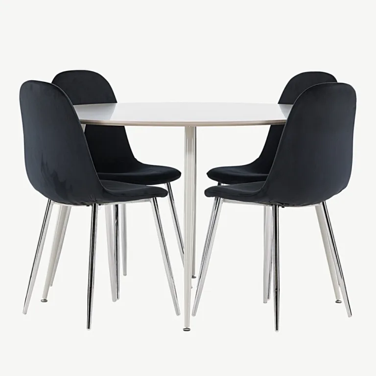 Ümmarguse Plaza söögilaua ja mustade velvetist toolide Polar komplekt - GR24413
