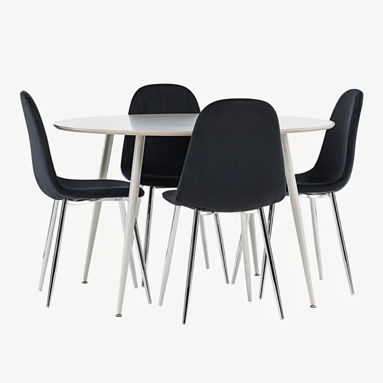 Ümmarguse Plaza söögilaua ja mustade velvetist toolide Polar komplekt - GR24413