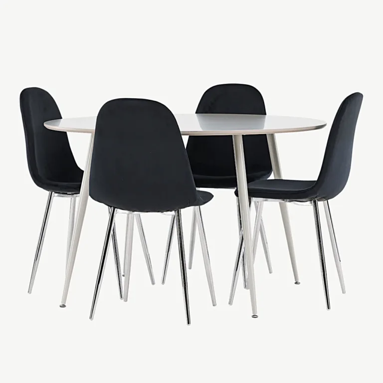 Ümmarguse Plaza söögilaua ja mustade velvetist toolide Polar komplekt - GR24413