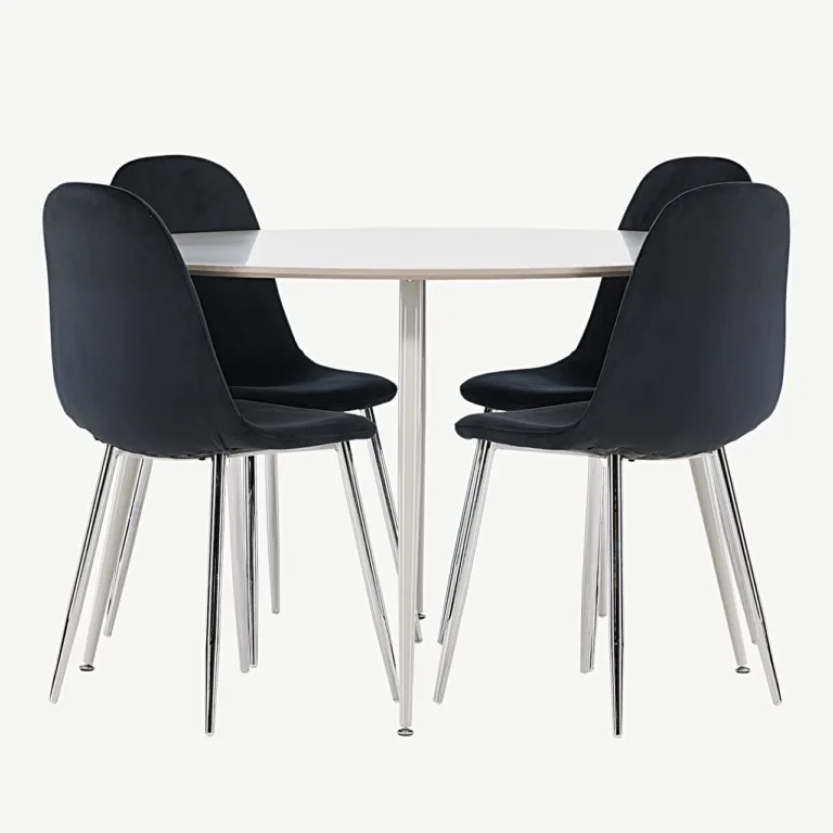 Ümmarguse Plaza söögilaua ja mustade velvetist toolide Polar komplekt - GR24413