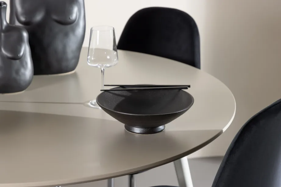 Ümmarguse Plaza söögilaua ja mustade velvetist toolide Polar komplekt, GR24413 – 10