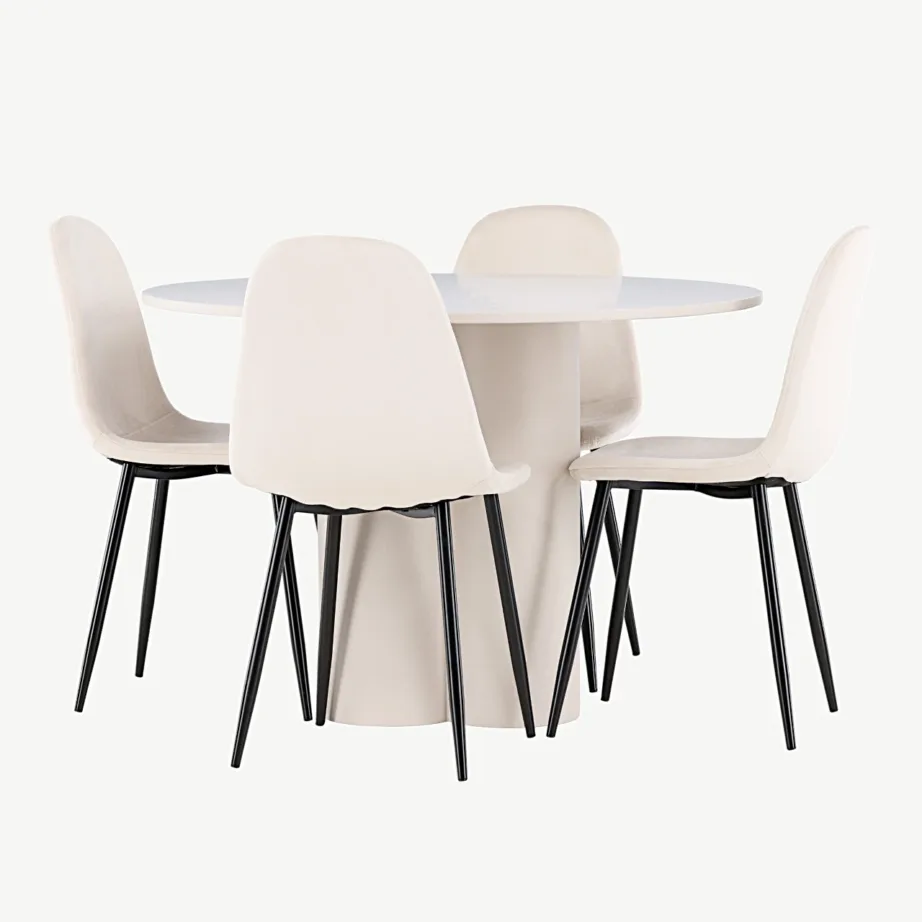 Ümmargune söögilauakomplekt Olivia lauaga ja beežide samettoolidega Polar (4 tk), MDF, GR24444 – 6
