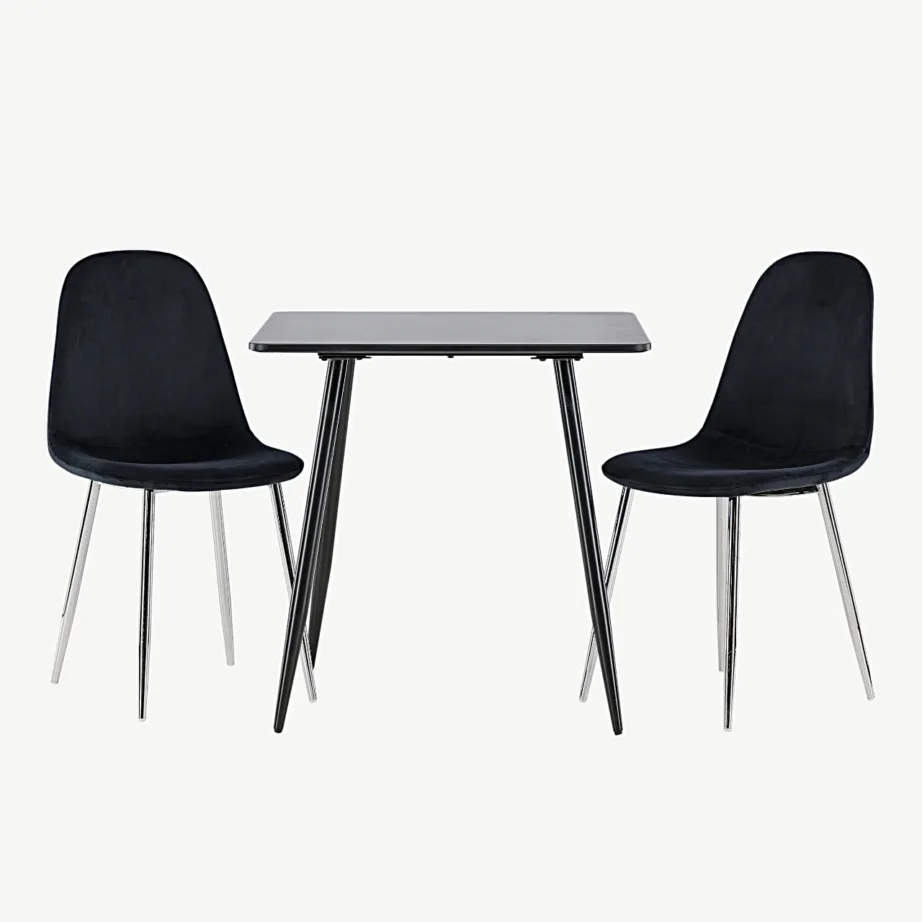 Kaasaegne must söögilauakomplekt Polar (MDF laud ja sametist toolid, 75×75 cm), GR24456 – 4