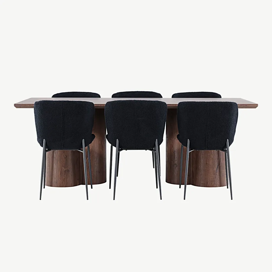 Mokka viimistlusega MDF-söögilaud Olivia ja musta bukleekattega söögitool Modesto, GR24528 – 4