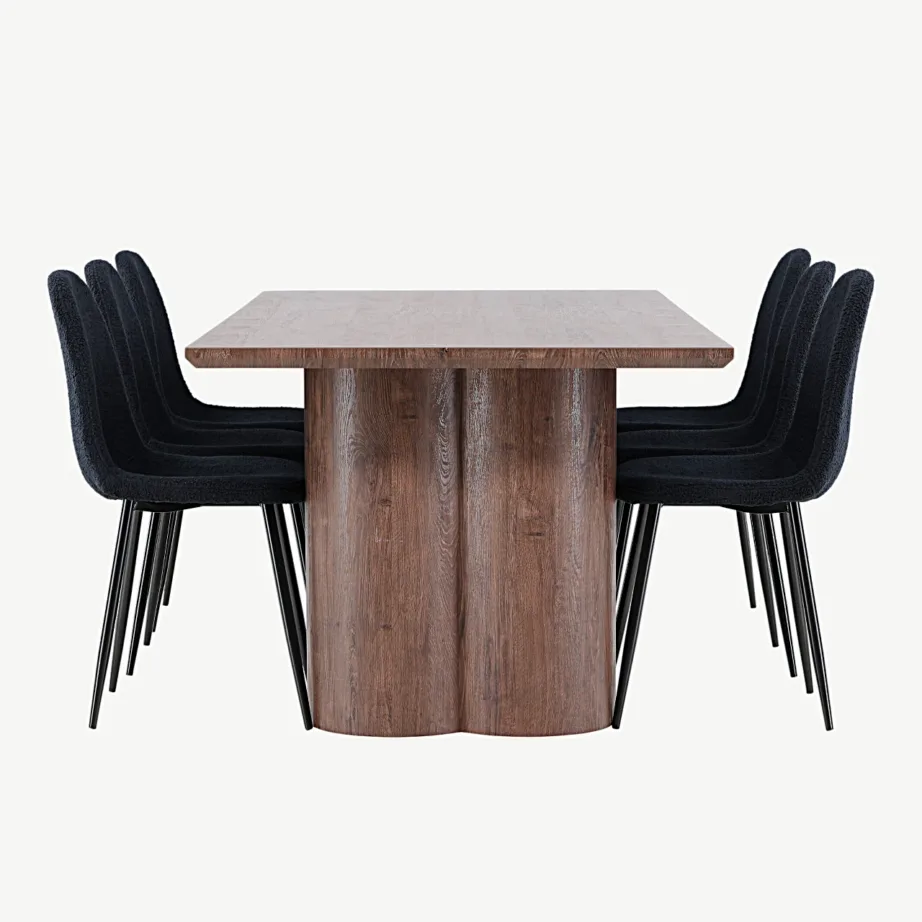 Moodne mokkatooniga söögilauakomplekt Olivia ja musta tooniga Polar tool, GR24529 – 2