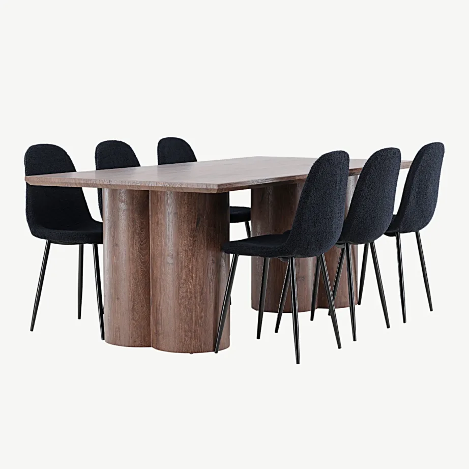 Moodne mokkatooniga söögilauakomplekt Olivia ja musta tooniga Polar tool, GR24529