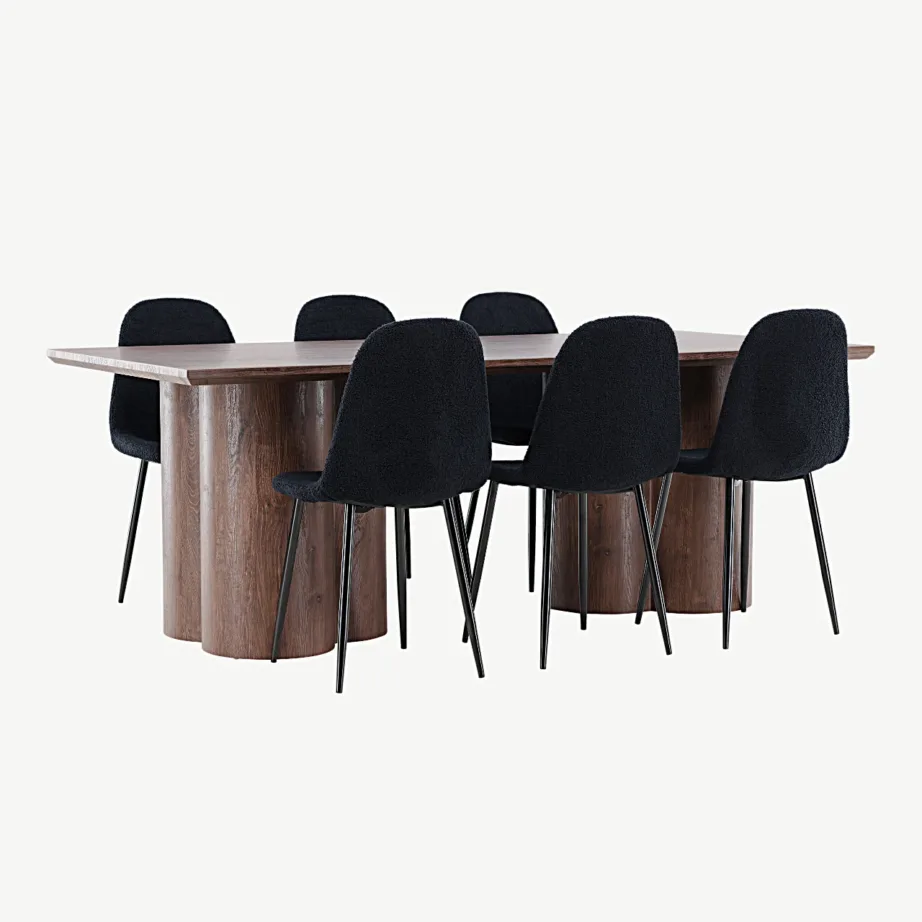 Moodne mokkatooniga söögilauakomplekt Olivia ja musta tooniga Polar tool, GR24529 – 3