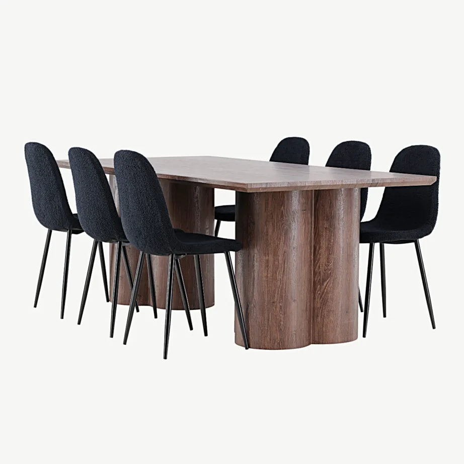 Moodne mokkatooniga söögilauakomplekt Olivia ja musta tooniga Polar tool, GR24529 – 6