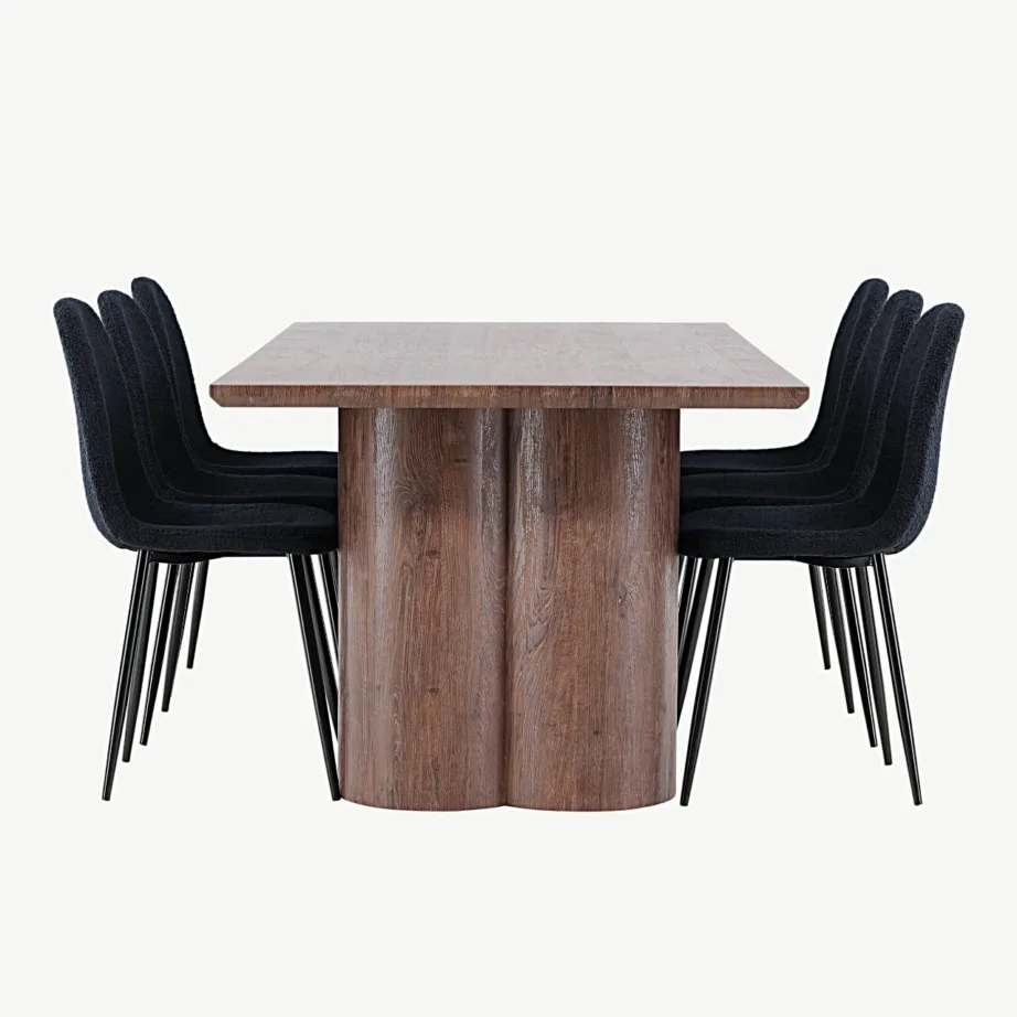 Moodne mokkatooniga söögilauakomplekt Olivia ja musta tooniga Polar tool, GR24529 – 7