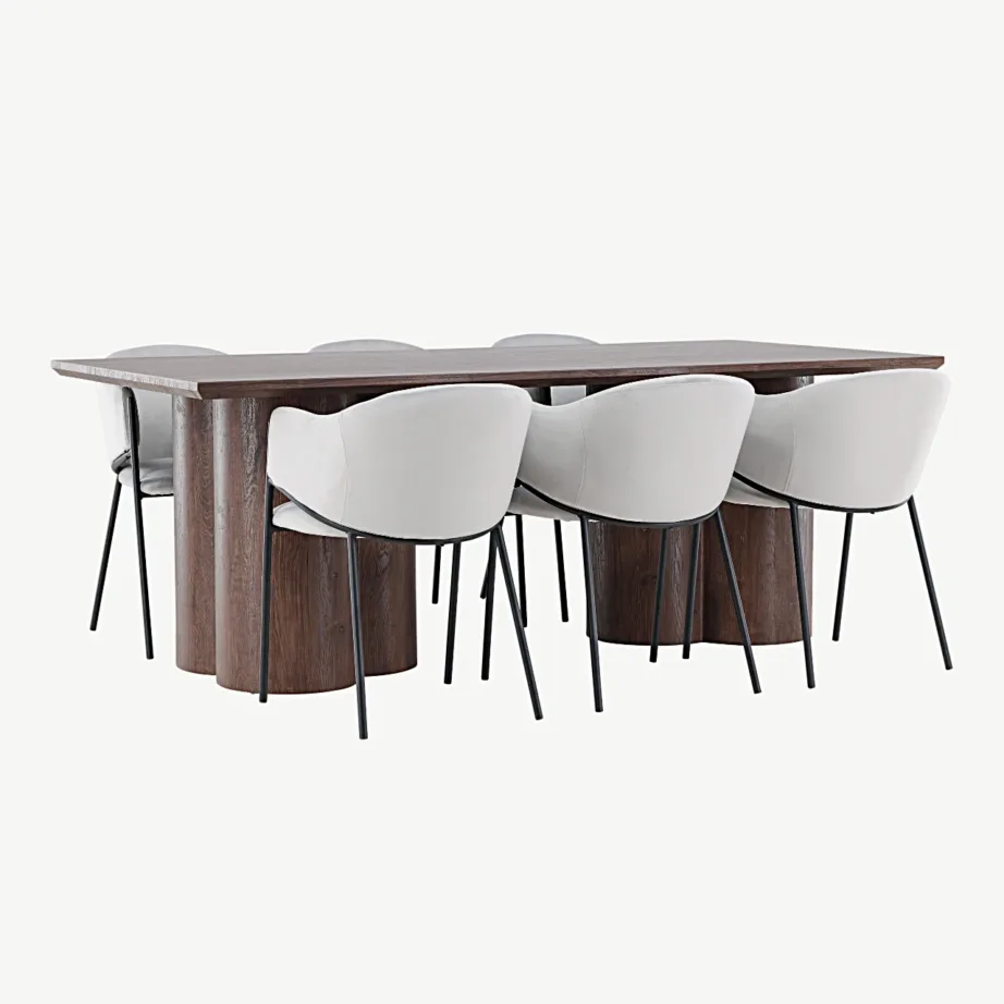 Mokka viimistlusega söögilaud Olivia ja halli velvetkattega söögitool Evelina, GR24537 – 3