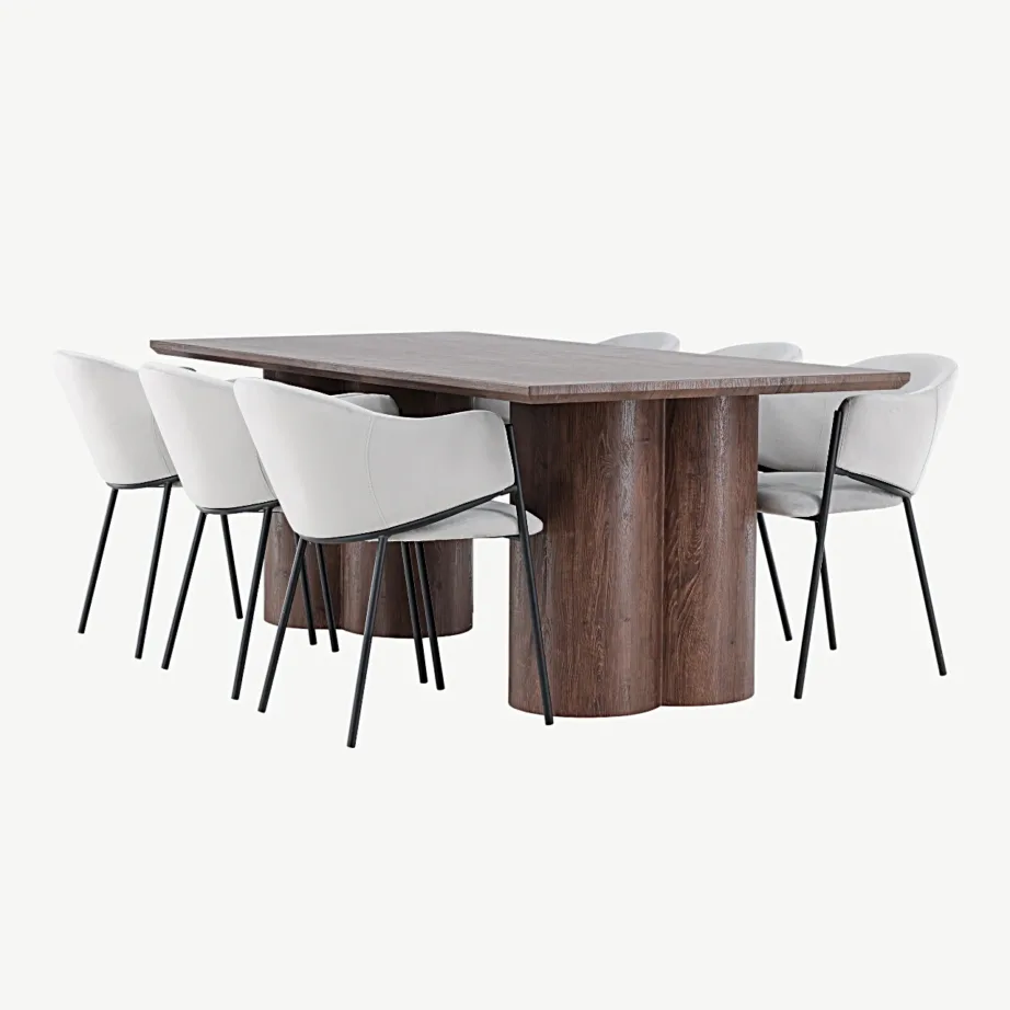 Mokka viimistlusega söögilaud Olivia ja halli velvetkattega söögitool Evelina, GR24537 – 6