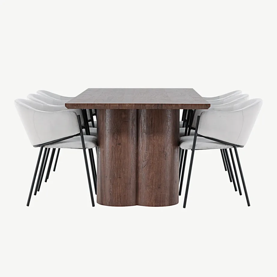 Mokka viimistlusega söögilaud Olivia ja halli velvetkattega söögitool Evelina, GR24537 – 7