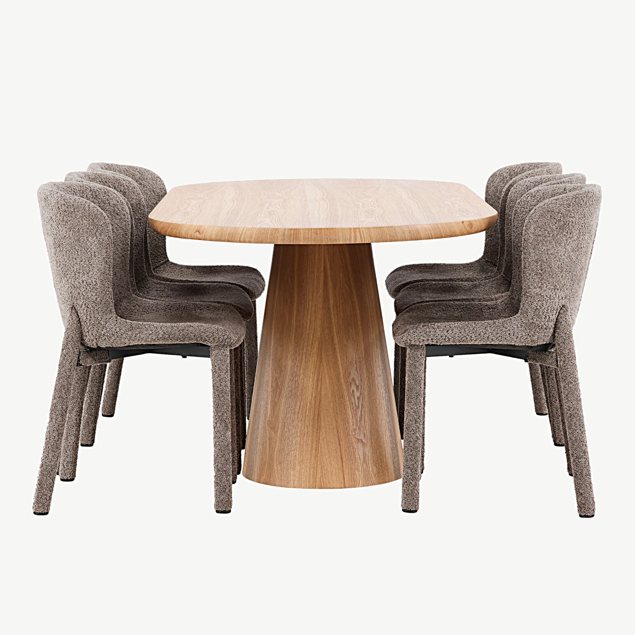 Stjärnö söögilaud (MDF, naturaalne toon) ja pruunid Astoria buklee-toolid - GR24716