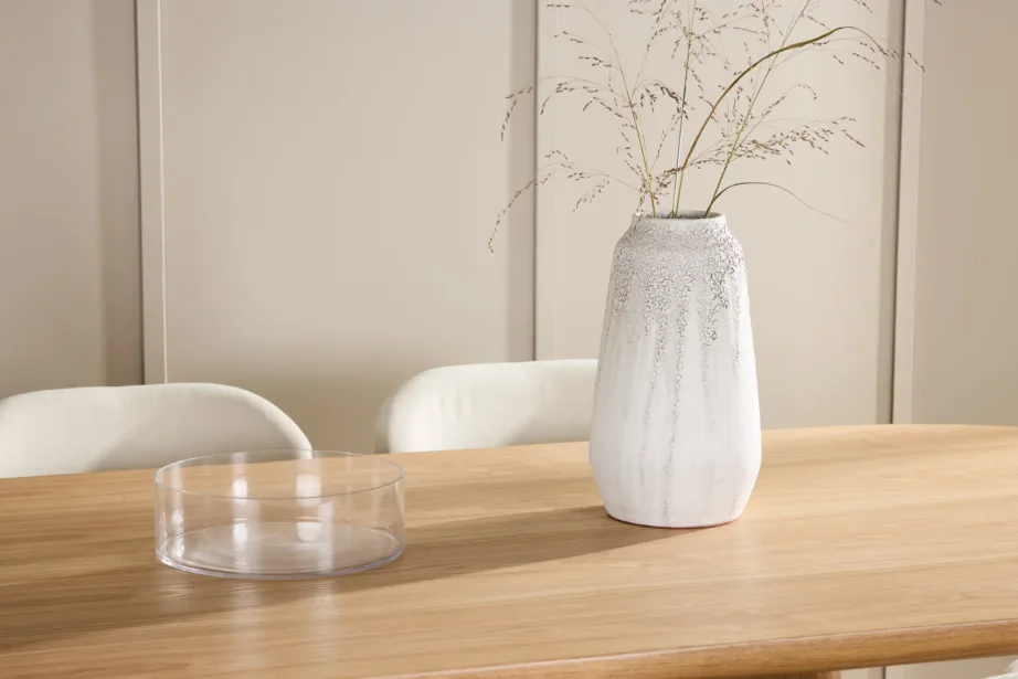 Söögilauakomplekt Stjärnö loodusliku MDF-lauaga ja 6 beeži Lilja tooli (200 × 90 cm), GR24718 – 10