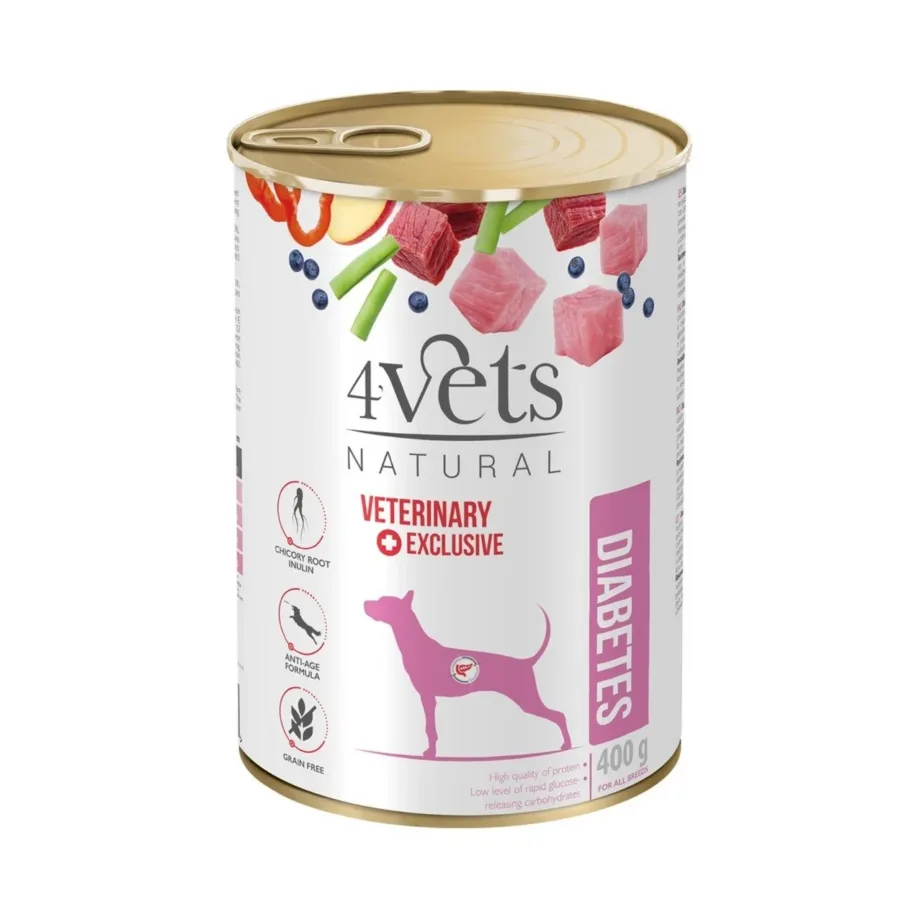 diabeediga koera märgtoit 4VETS kalkunilihaga 400g purgis