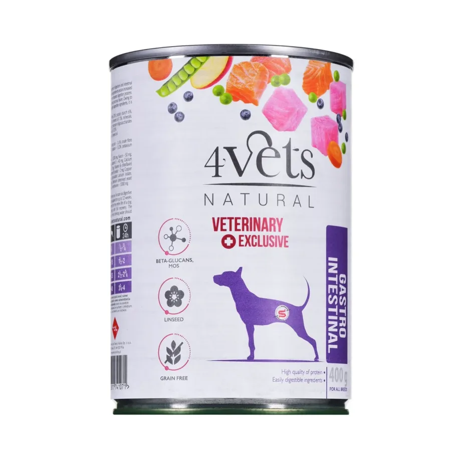 4Vets Natural Gastro Intestinal 400 g kalkunilihaga märgtoit täiskasvanud ja eakatele koertele, gluteeni- ja teraviljavaba